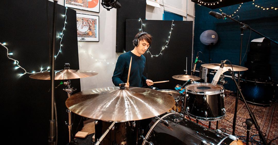 Matt recording drums at Phoenix Sound Studios